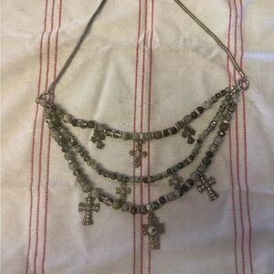 Elegant Silver and Green Beaded Necklace